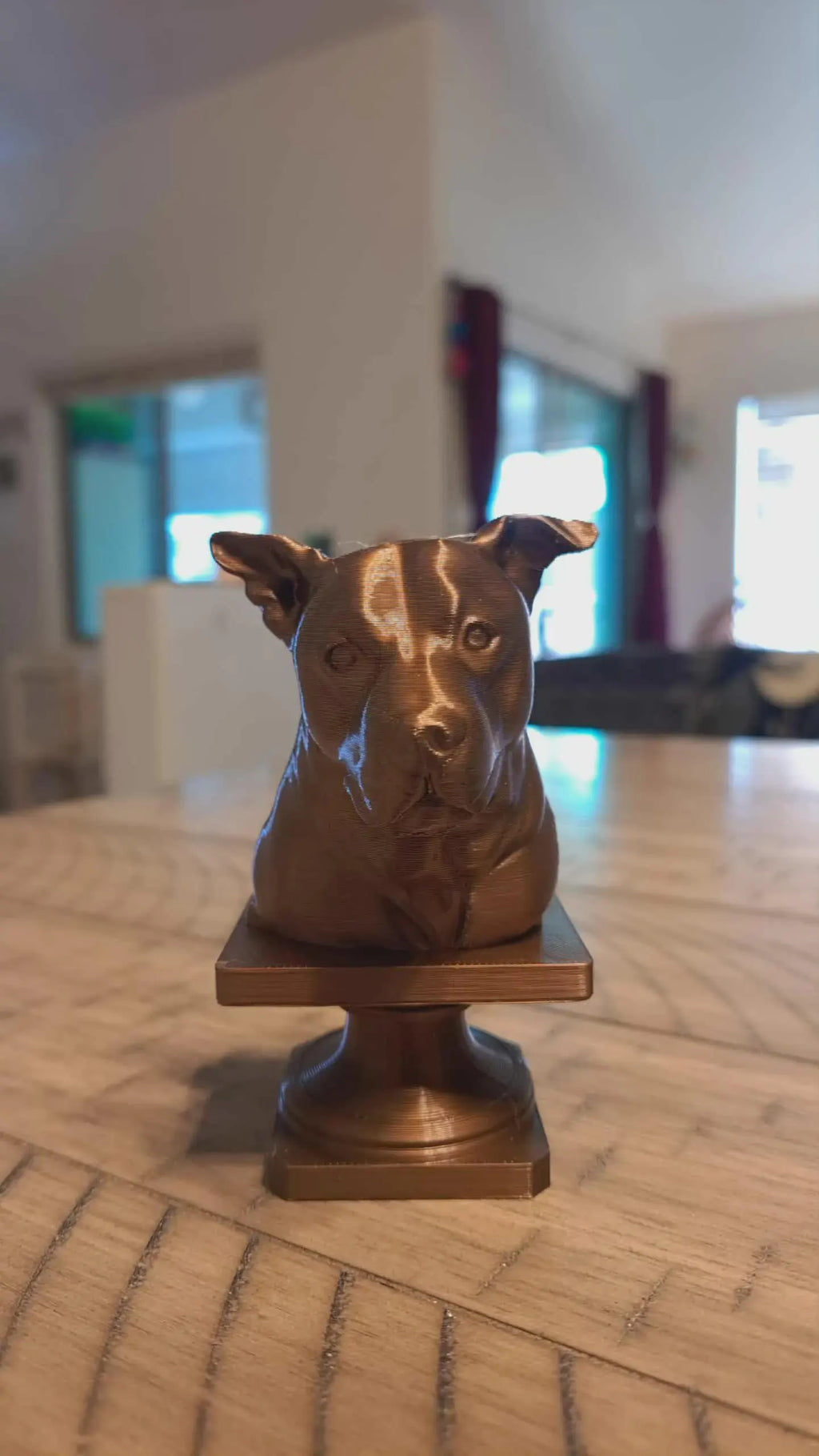 Custom Pet Memorial Bust From Photo | Bronze Style 3D Printed Dog or Cat Portrait Keepsake 7 inches